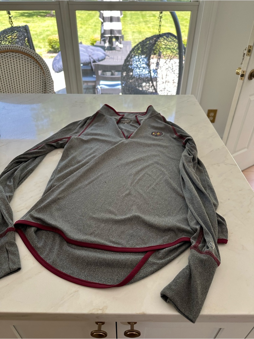 Colosseum Gray Athletic Pullover with Burgundy Trim